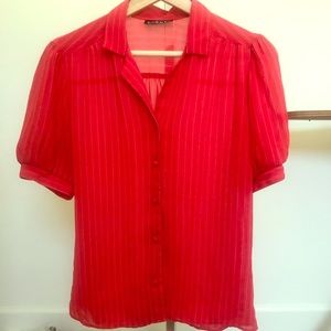 VINTAGE RED STRIPED BLOUSE /SIZE M